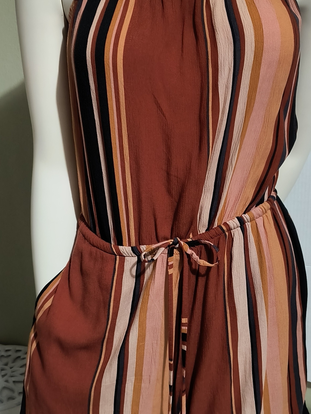 American Eagle Outfitters Striped Viscose Top in Rust, Gray, Cream